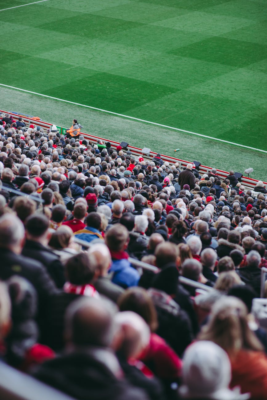 Crowd in the bleachers in a stadium