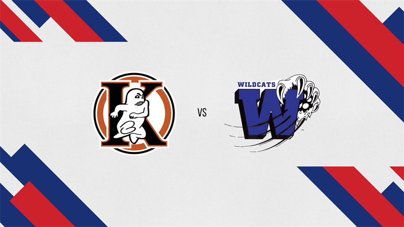 Graphic showing a Kaukauna ghost logo versus an Oshkosh West Wildcats logo on a white background with red and blue diagonal accents.
