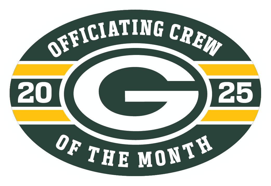 Green Bay Packers Officiating Crew of the Month 2025 logo.
