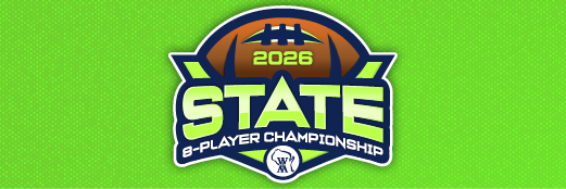 2026 WIAA 8-Player Football State Championships Logo, lime green and navy blue