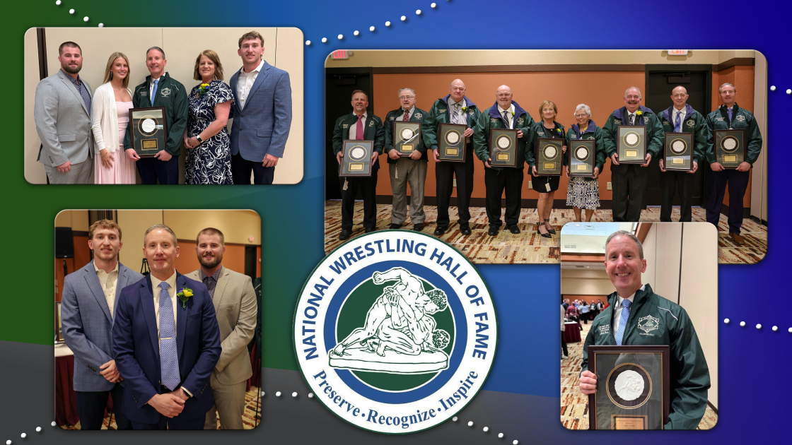 Images of Mel Dow during the Wrestling Hall of Fame Award ceremony