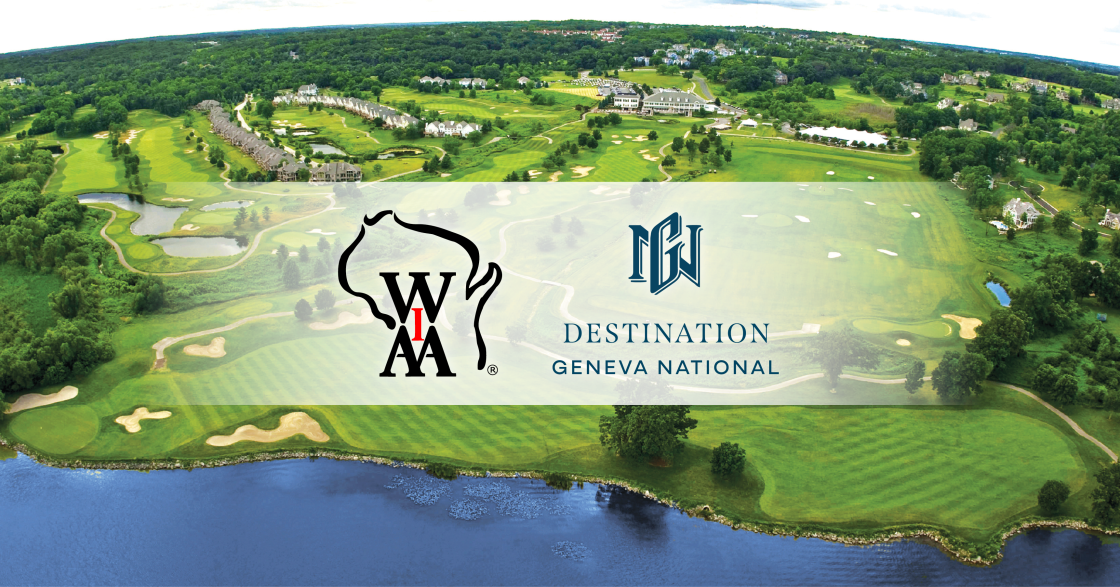 Graphic with WIAA and Geneva National logos with a course image in background.