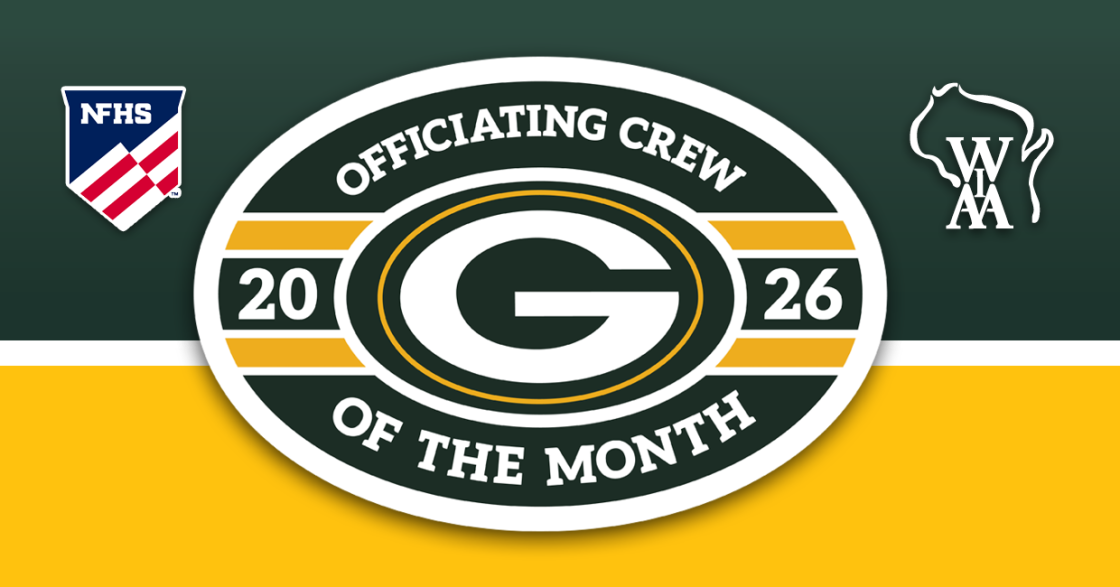 Green Bay Packers Officiating Crew of the Month, Packers logo, NFHS logo, WIAA logo