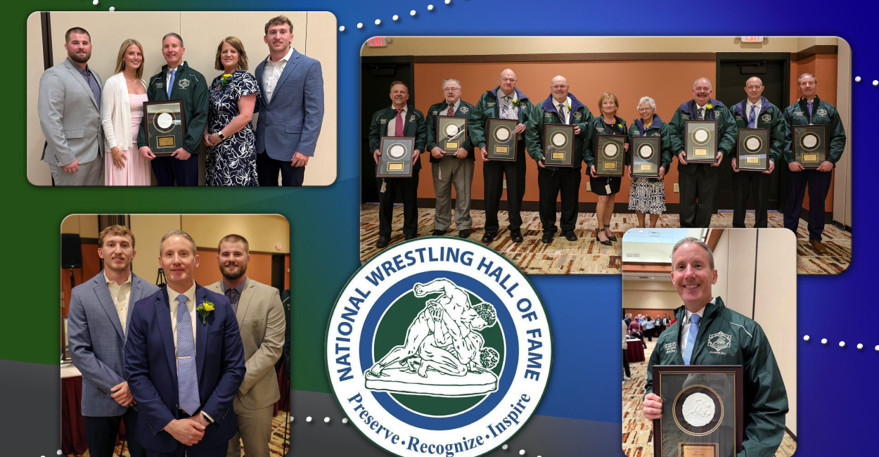 Images of Mel Dow during the Wrestling Hall of Fame Award ceremony