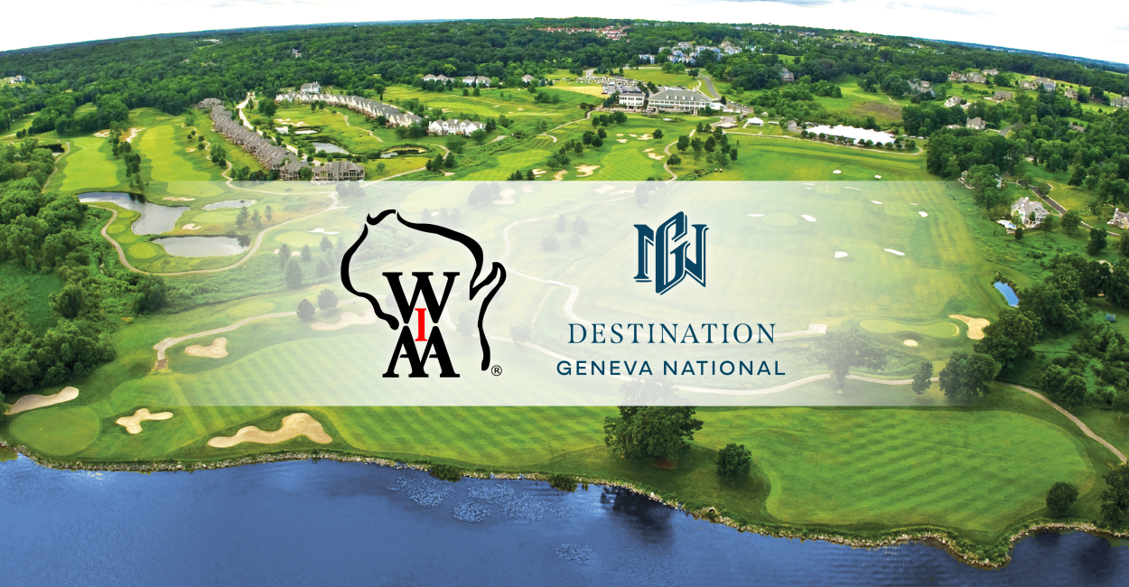 Graphic with WIAA and Geneva National logos with a course image in background.