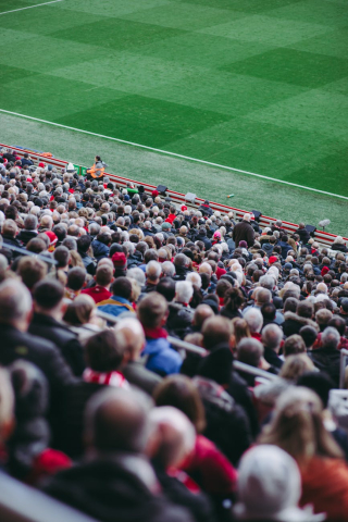 Crowd in the bleachers in a stadium
